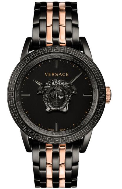 Review Versace Palazzo Empire VERD00618 Rose Gold & Black Ion-Plated Bracelet 43mm watch Price